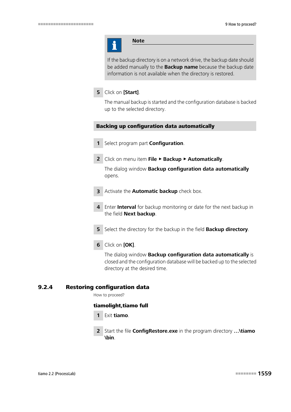 4 restoring configuration data, Restoring configuration data 9 | Metrohm tiamo 2.2 (ProcessLab) User Manual | Page 1575 / 1644