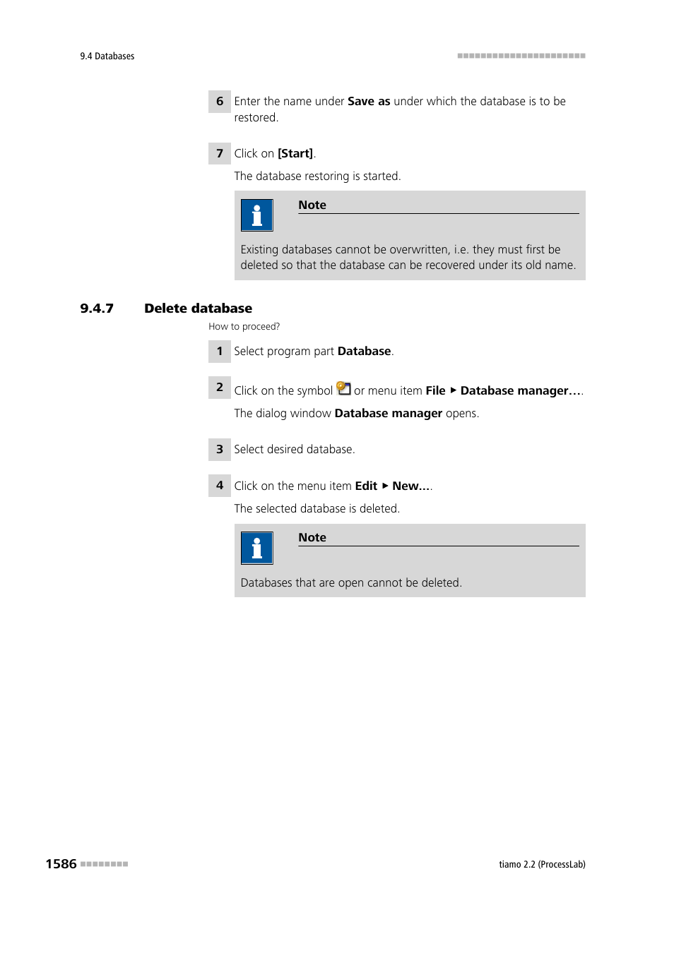 7 delete database, Delete database 6 | Metrohm tiamo 2.2 (ProcessLab) User Manual | Page 1602 / 1644