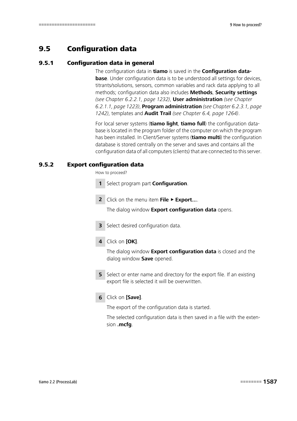 5 configuration data, 1 configuration data in general, 2 export configuration data | Configuration data 7, Configuration data in general 7, Export configuration data 7 | Metrohm tiamo 2.2 (ProcessLab) User Manual | Page 1603 / 1644