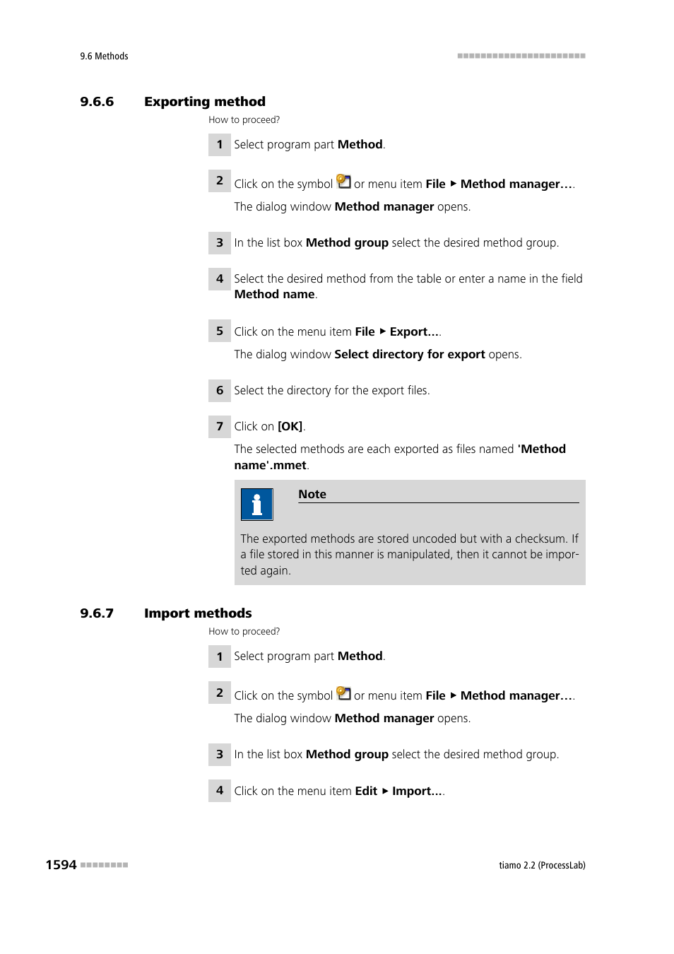 6 exporting method, 7 import methods, Exporting method 4 | Import methods 4 | Metrohm tiamo 2.2 (ProcessLab) User Manual | Page 1610 / 1644