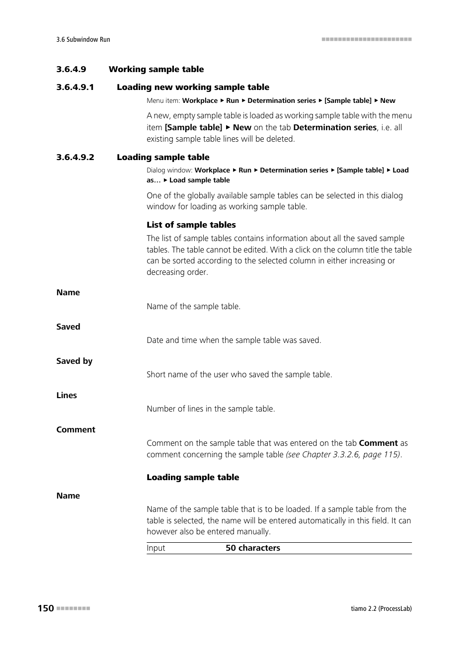 9 working sample table, 1 loading new working sample table, 2 loading sample table | Load sample table | Metrohm tiamo 2.2 (ProcessLab) User Manual | Page 166 / 1644