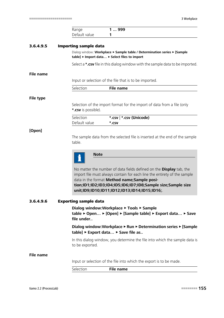 5 importing sample data, 6 exporting sample data | Metrohm tiamo 2.2 (ProcessLab) User Manual | Page 171 / 1644