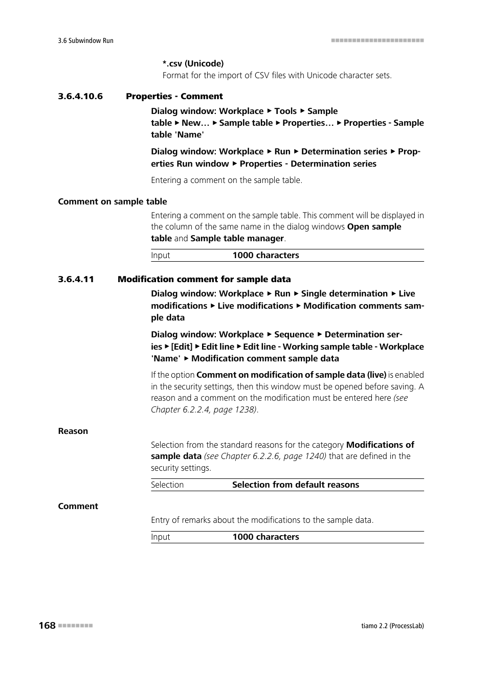 6 properties - comment, 11 modification comment for sample data | Metrohm tiamo 2.2 (ProcessLab) User Manual | Page 184 / 1644