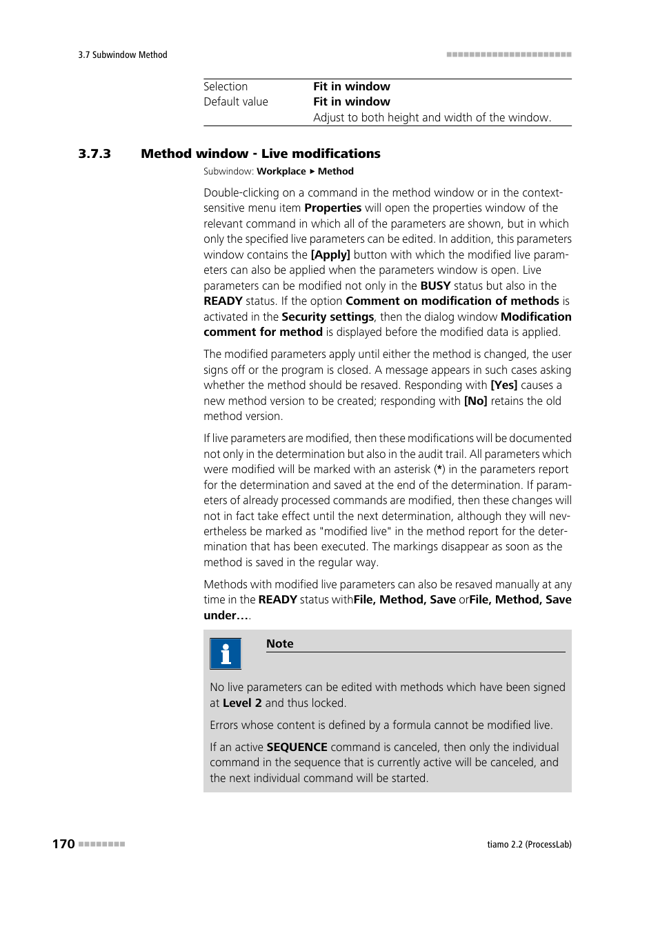 3 method window - live modifications, Method window - live modifications, Modify parameters live | Metrohm tiamo 2.2 (ProcessLab) User Manual | Page 186 / 1644