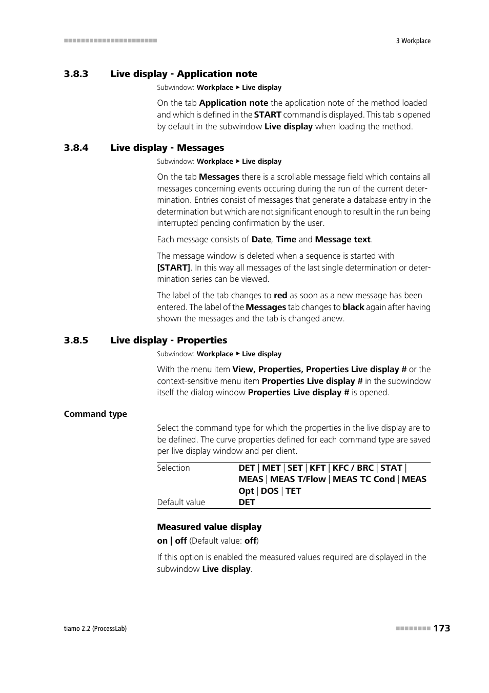 3 live display - application note, 4 live display - messages, 5 live display - properties | Live display - application note, Live display - messages, Live display - properties | Metrohm tiamo 2.2 (ProcessLab) User Manual | Page 189 / 1644