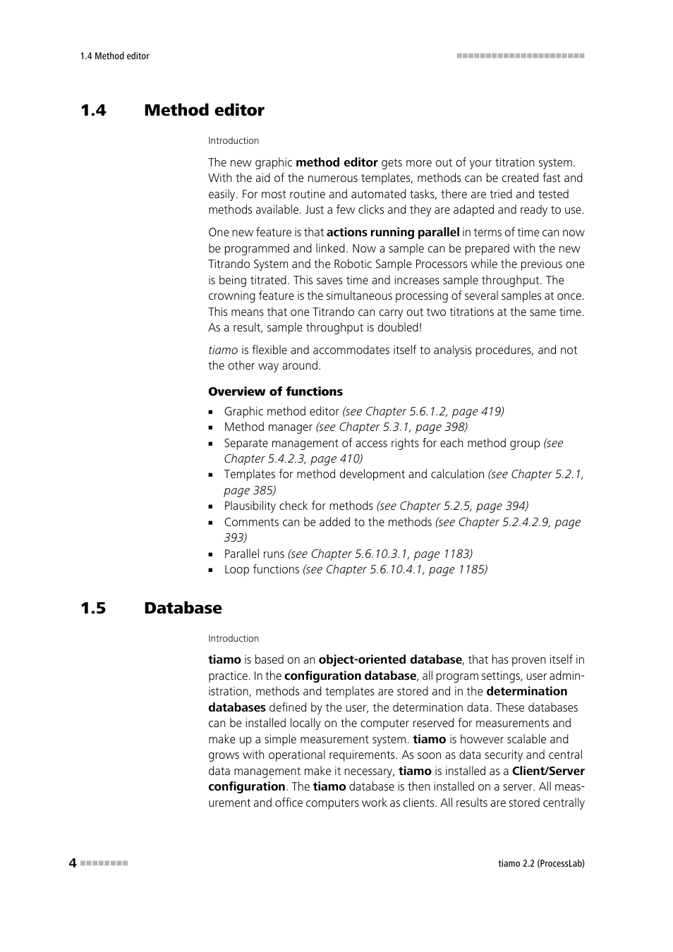 4 method editor, 5 database, Method editor | Database, Convenient method editor | Metrohm tiamo 2.2 (ProcessLab) User Manual | Page 20 / 1644