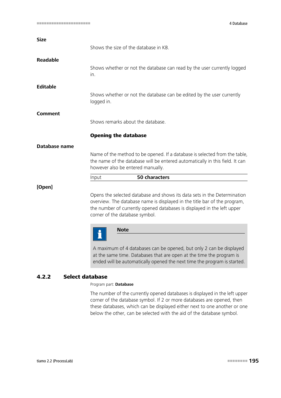 2 select database, Select database | Metrohm tiamo 2.2 (ProcessLab) User Manual | Page 211 / 1644