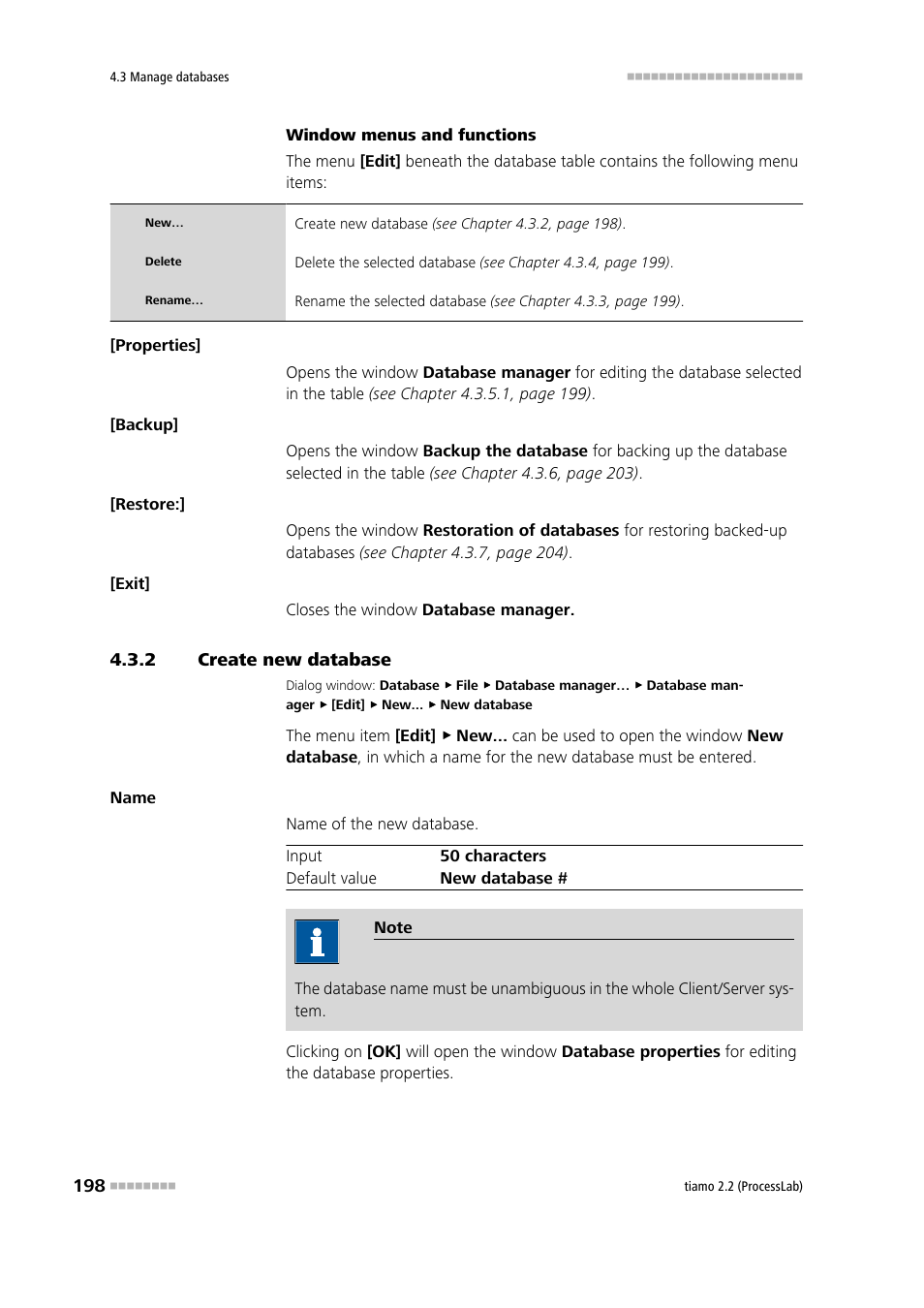 2 create new database, Create new database | Metrohm tiamo 2.2 (ProcessLab) User Manual | Page 214 / 1644