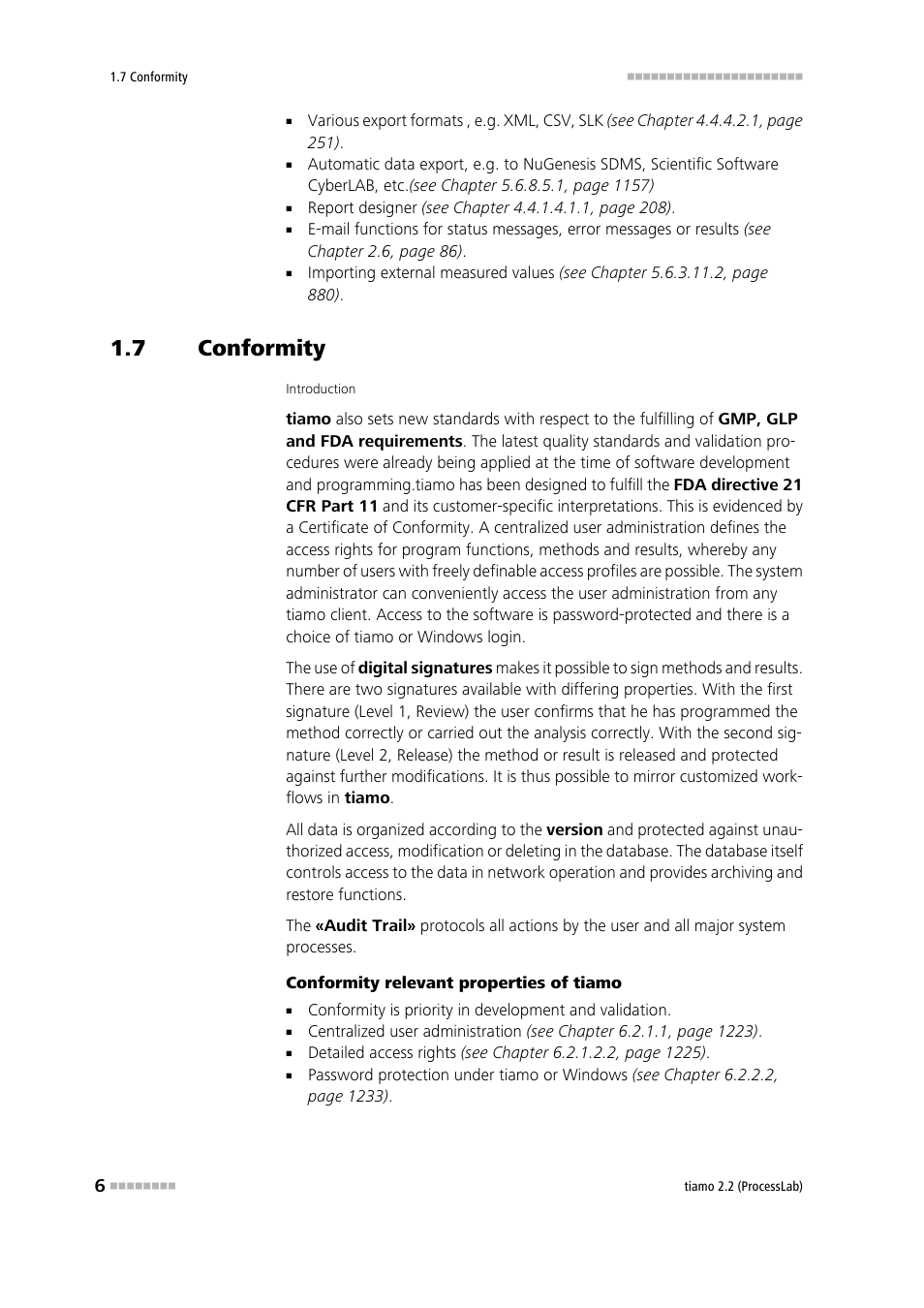 7 conformity, Conformity, Fda-compatibility in acc. with 21 cfr part 11 | Metrohm tiamo 2.2 (ProcessLab) User Manual | Page 22 / 1644