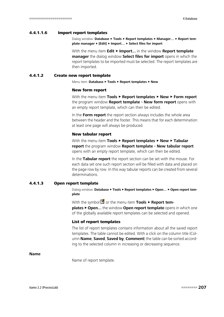 6 import report templates, 2 create new report template, 3 open report template | Metrohm tiamo 2.2 (ProcessLab) User Manual | Page 223 / 1644