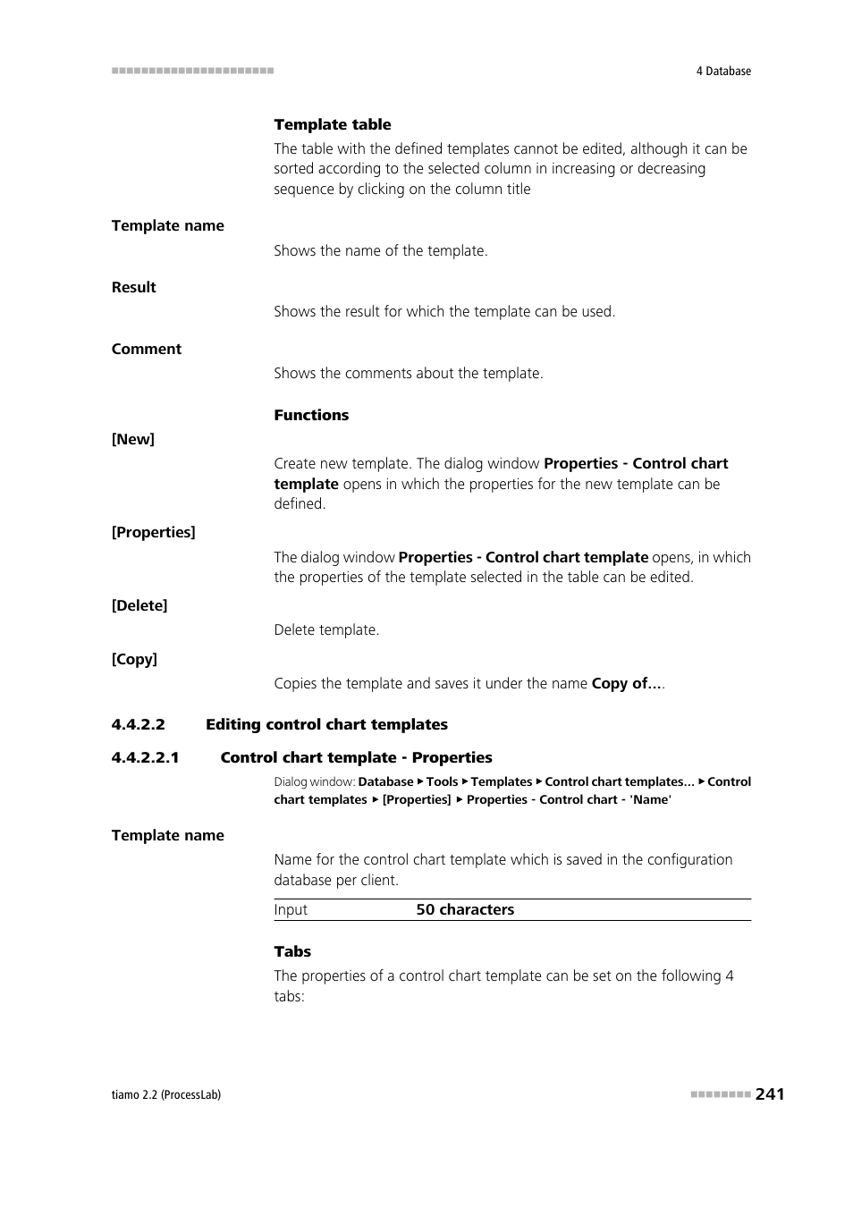 2 editing control chart templates, 1 control chart template - properties | Metrohm tiamo 2.2 (ProcessLab) User Manual | Page 257 / 1644