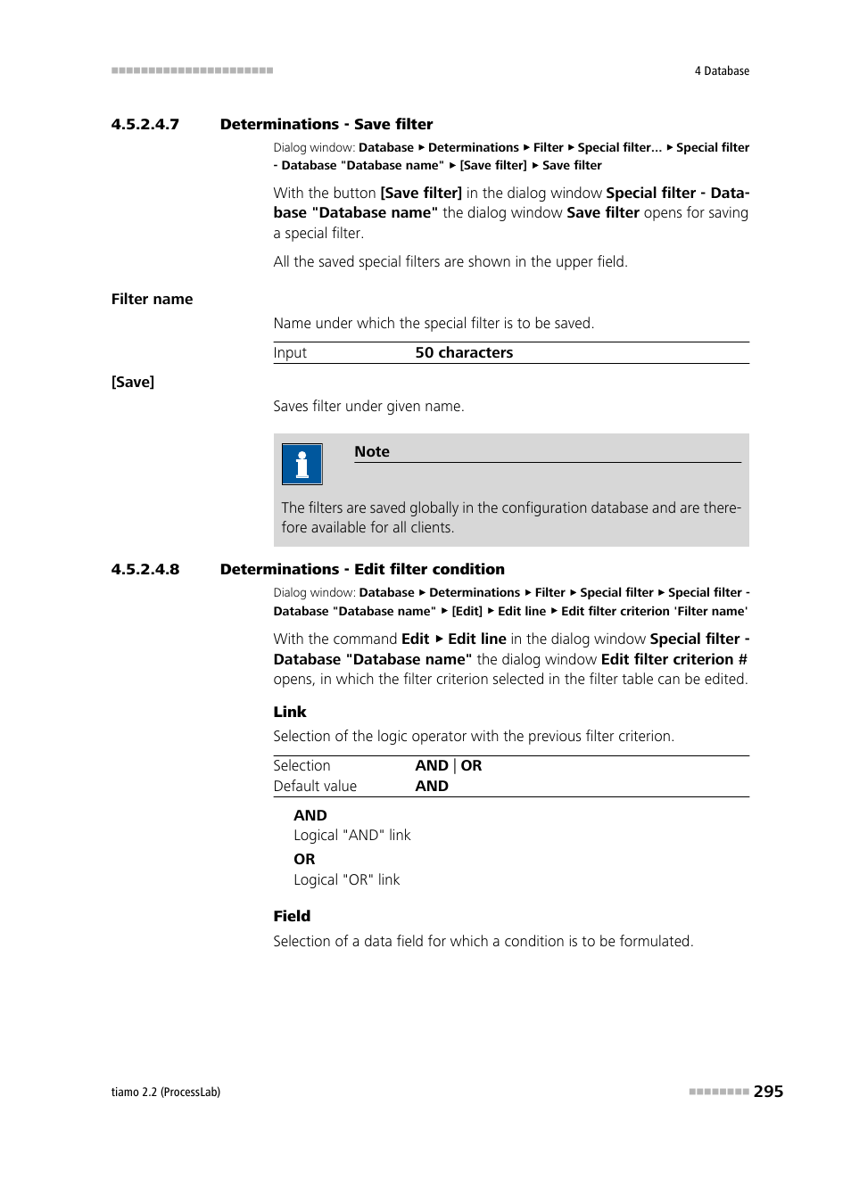 7 determinations - save filter, 8 determinations - edit filter condition | Metrohm tiamo 2.2 (ProcessLab) User Manual | Page 311 / 1644