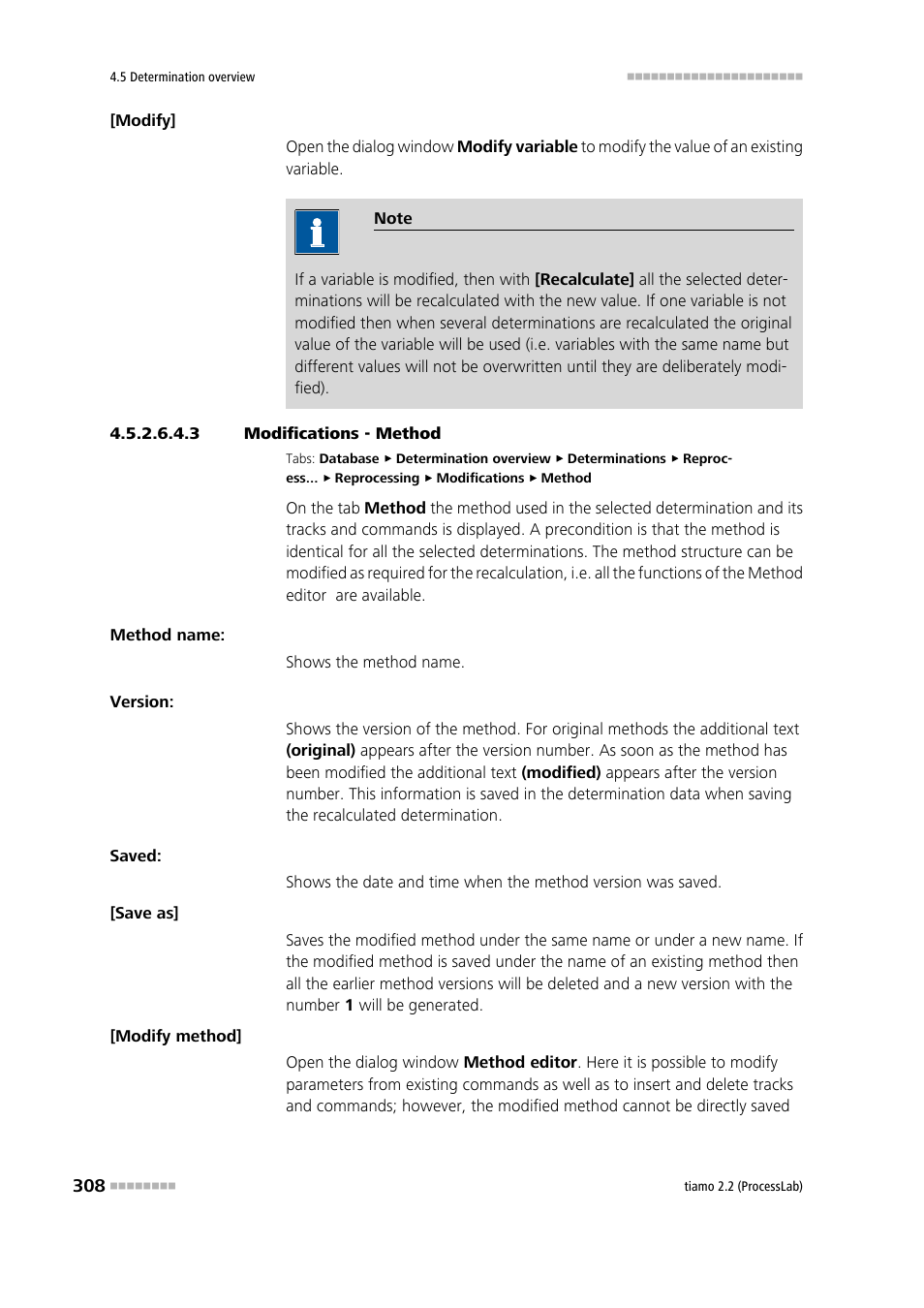 3 modifications - method, Method | Metrohm tiamo 2.2 (ProcessLab) User Manual | Page 324 / 1644