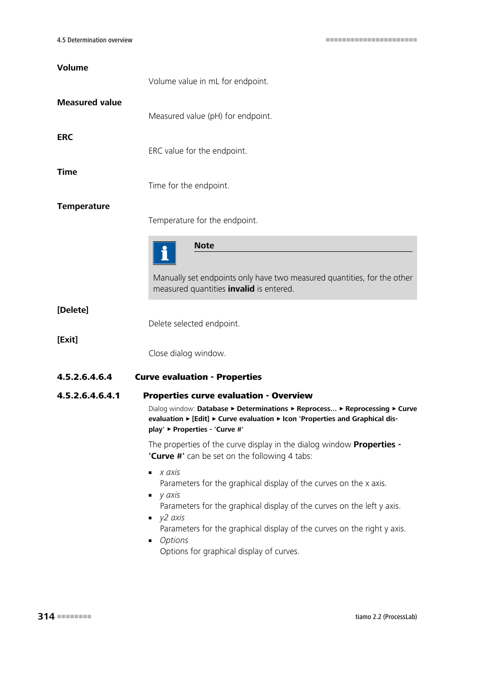 4 curve evaluation - properties, 1 properties curve evaluation - overview | Metrohm tiamo 2.2 (ProcessLab) User Manual | Page 330 / 1644