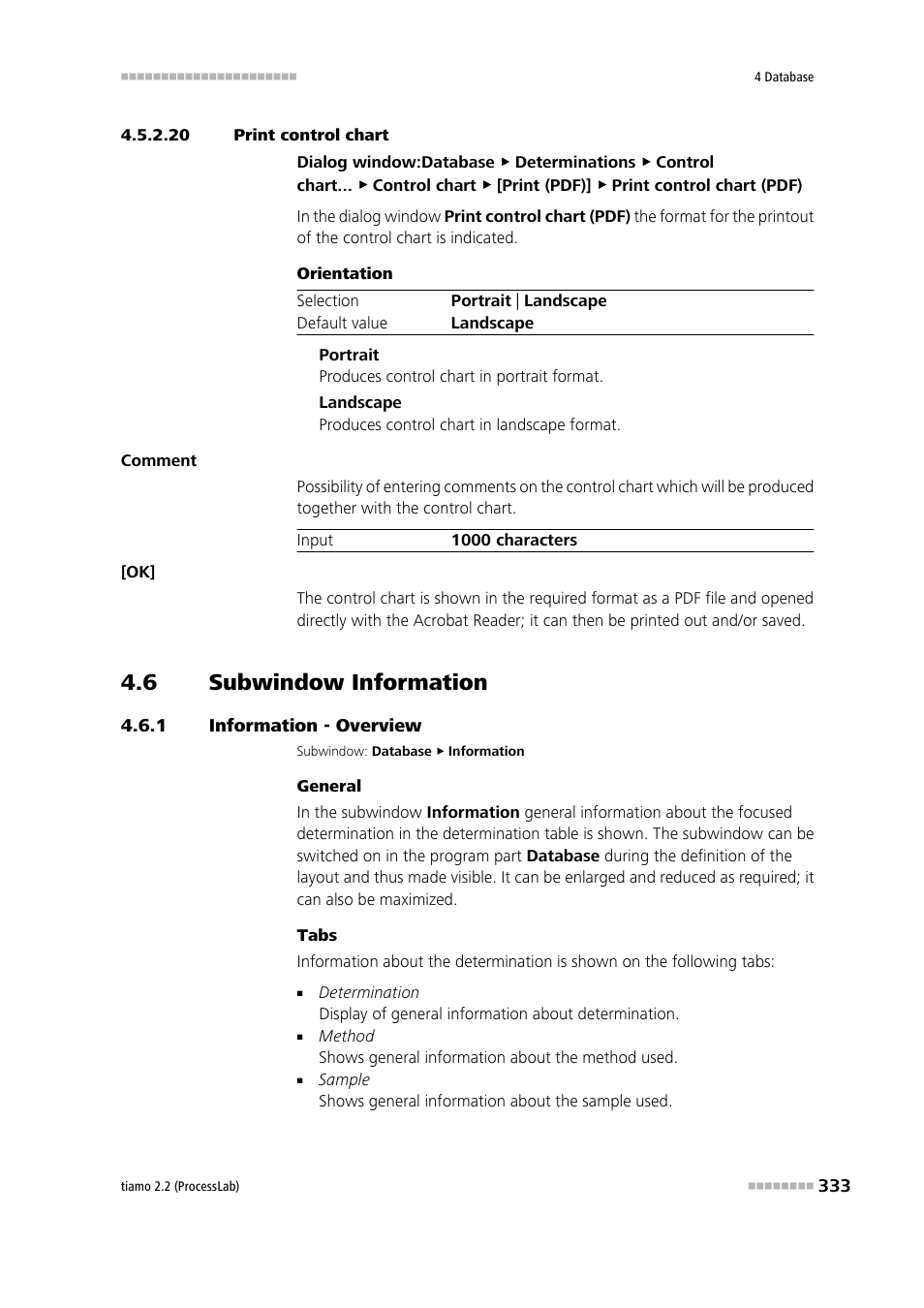 20 print control chart, 6 subwindow information, 1 information - overview | Subwindow information, Information - overview, Information, Print control chart | Metrohm tiamo 2.2 (ProcessLab) User Manual | Page 349 / 1644