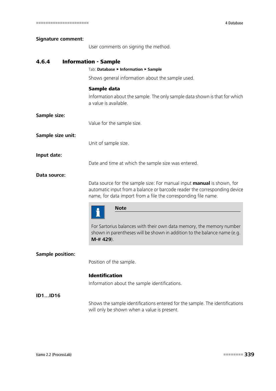 4 information - sample, Information - sample | Metrohm tiamo 2.2 (ProcessLab) User Manual | Page 355 / 1644