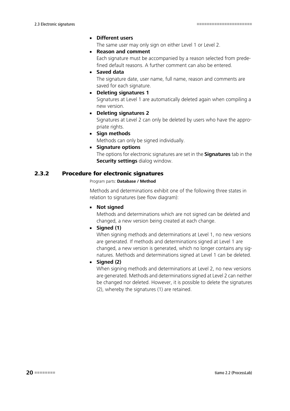 2 procedure for electronic signatures, Procedure for electronic signatures | Metrohm tiamo 2.2 (ProcessLab) User Manual | Page 36 / 1644