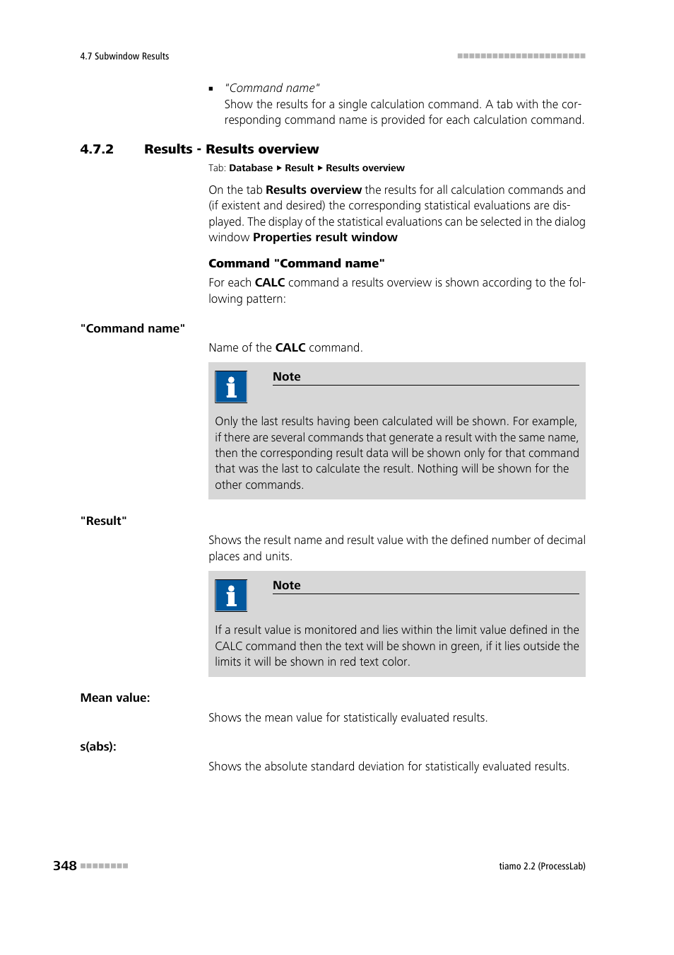 2 results - results overview, Results - results overview | Metrohm tiamo 2.2 (ProcessLab) User Manual | Page 364 / 1644