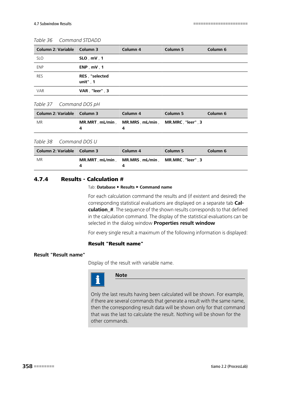 4 results - calculation, Results - calculation | Metrohm tiamo 2.2 (ProcessLab) User Manual | Page 374 / 1644