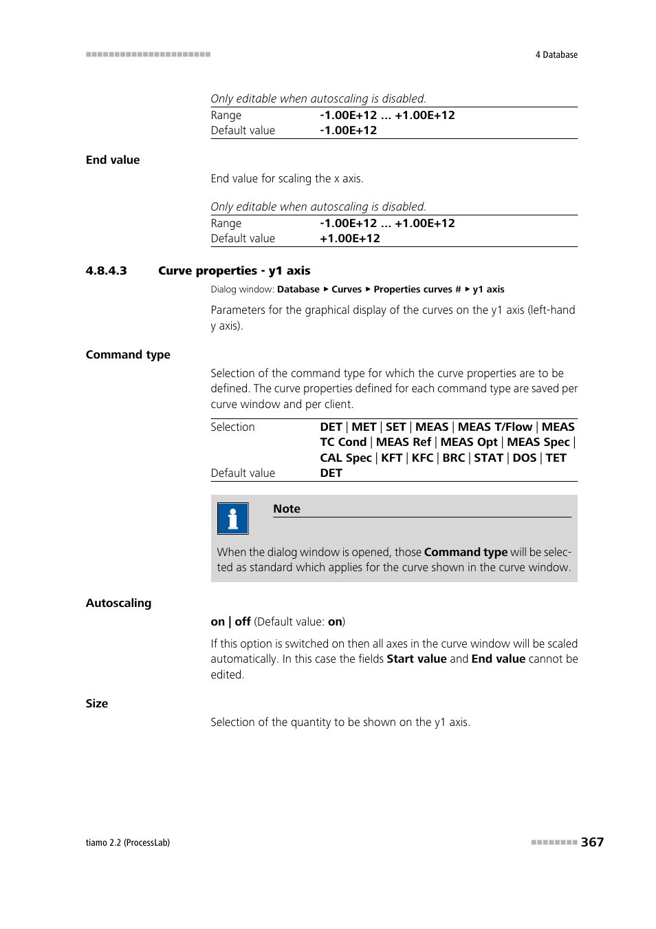 3 curve properties - y1 axis, Y1 axis | Metrohm tiamo 2.2 (ProcessLab) User Manual | Page 383 / 1644