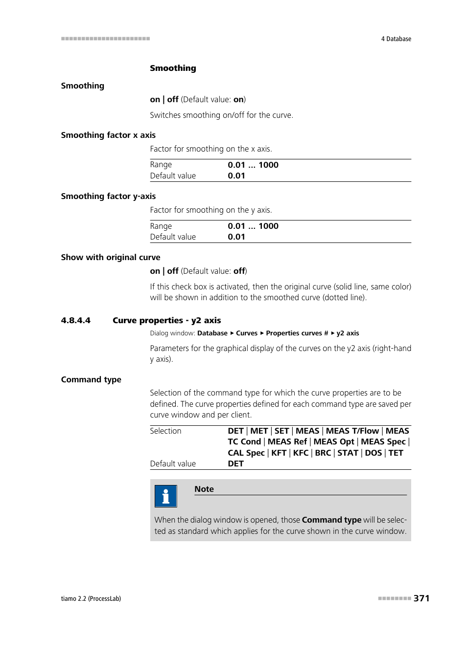 4 curve properties - y2 axis, Y2 axis | Metrohm tiamo 2.2 (ProcessLab) User Manual | Page 387 / 1644