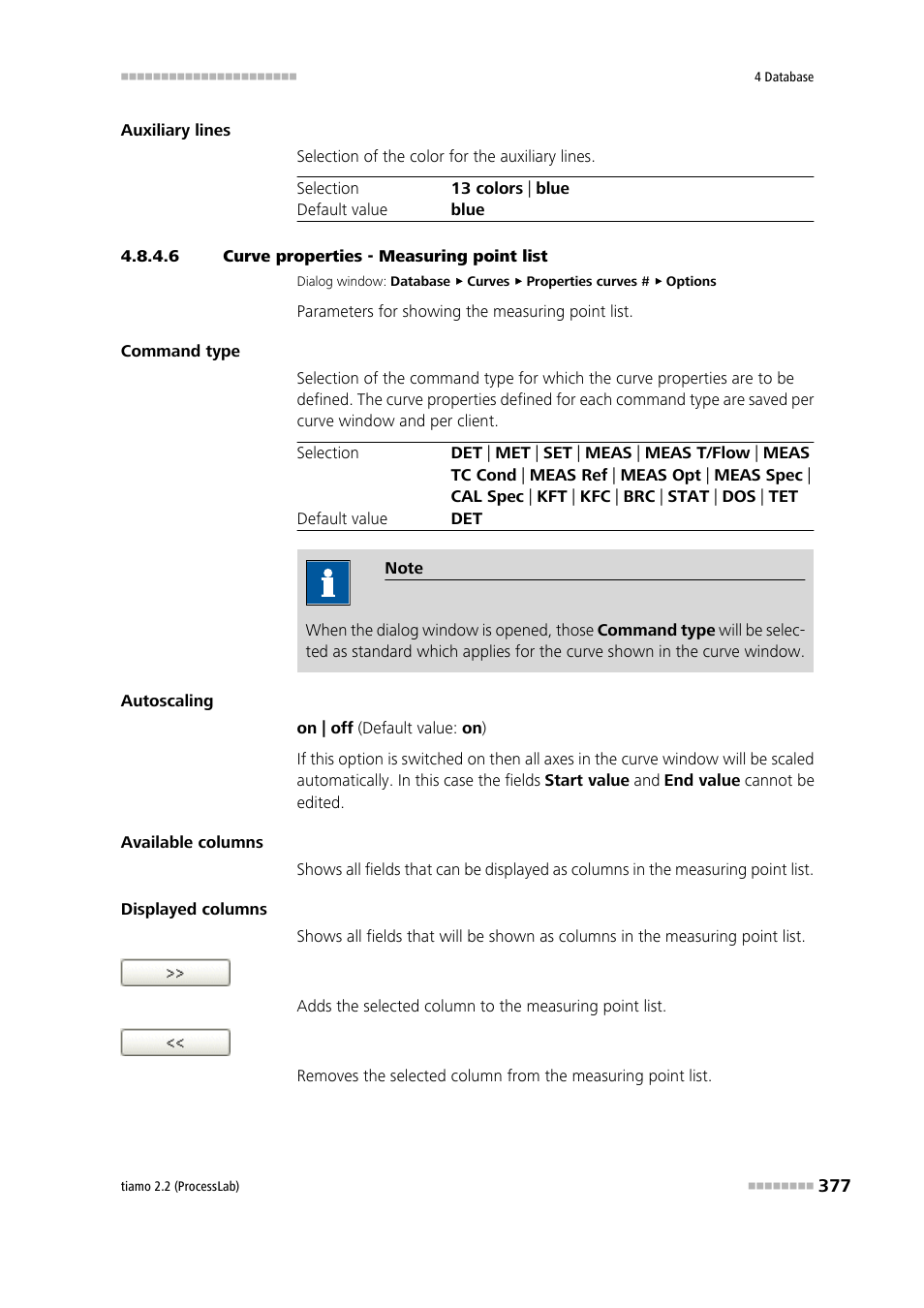 6 curve properties - measuring point list, Measuring point list | Metrohm tiamo 2.2 (ProcessLab) User Manual | Page 393 / 1644