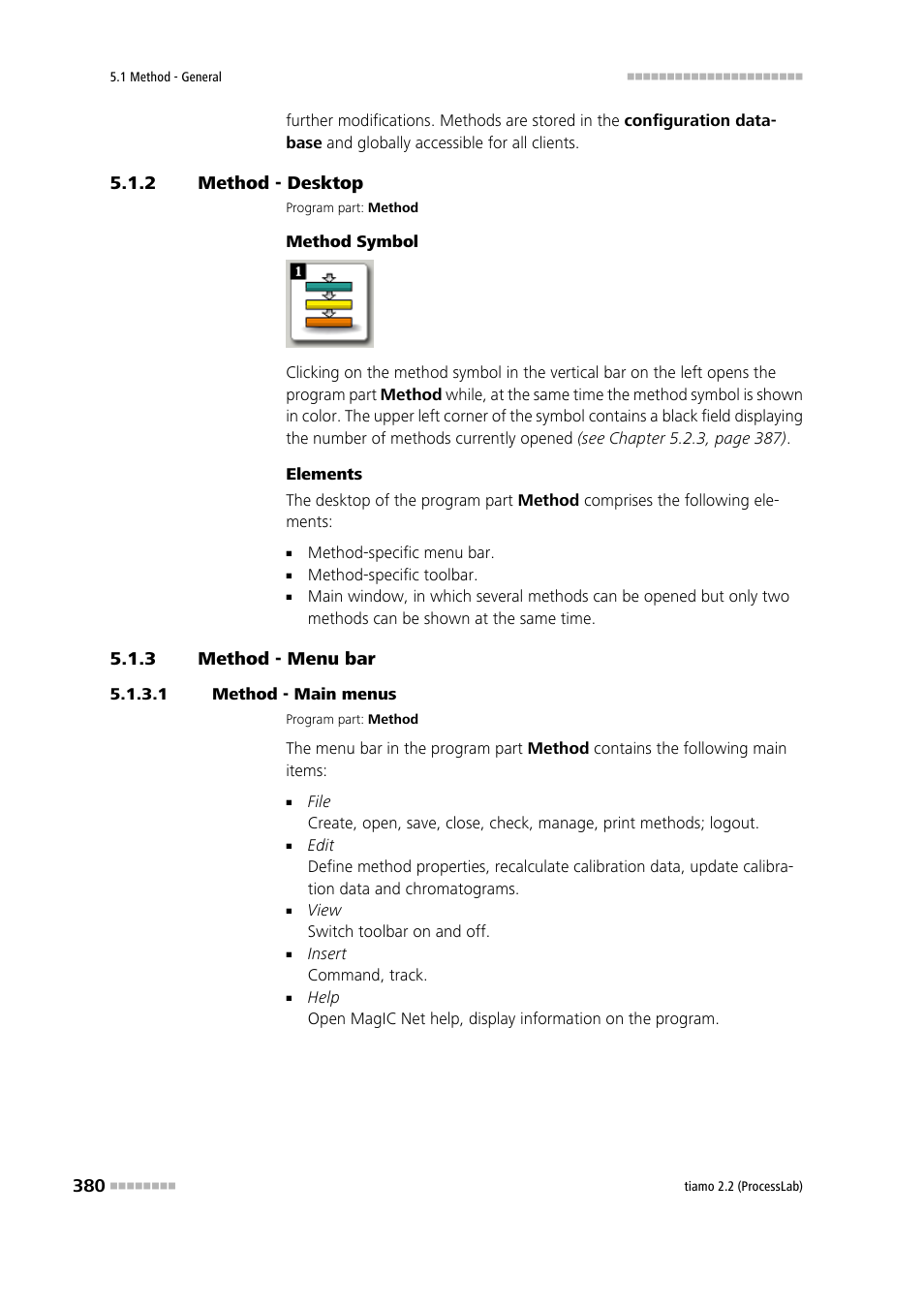 2 method - desktop, 3 method - menu bar, 1 method - main menus | Method - menu bar | Metrohm tiamo 2.2 (ProcessLab) User Manual | Page 396 / 1644