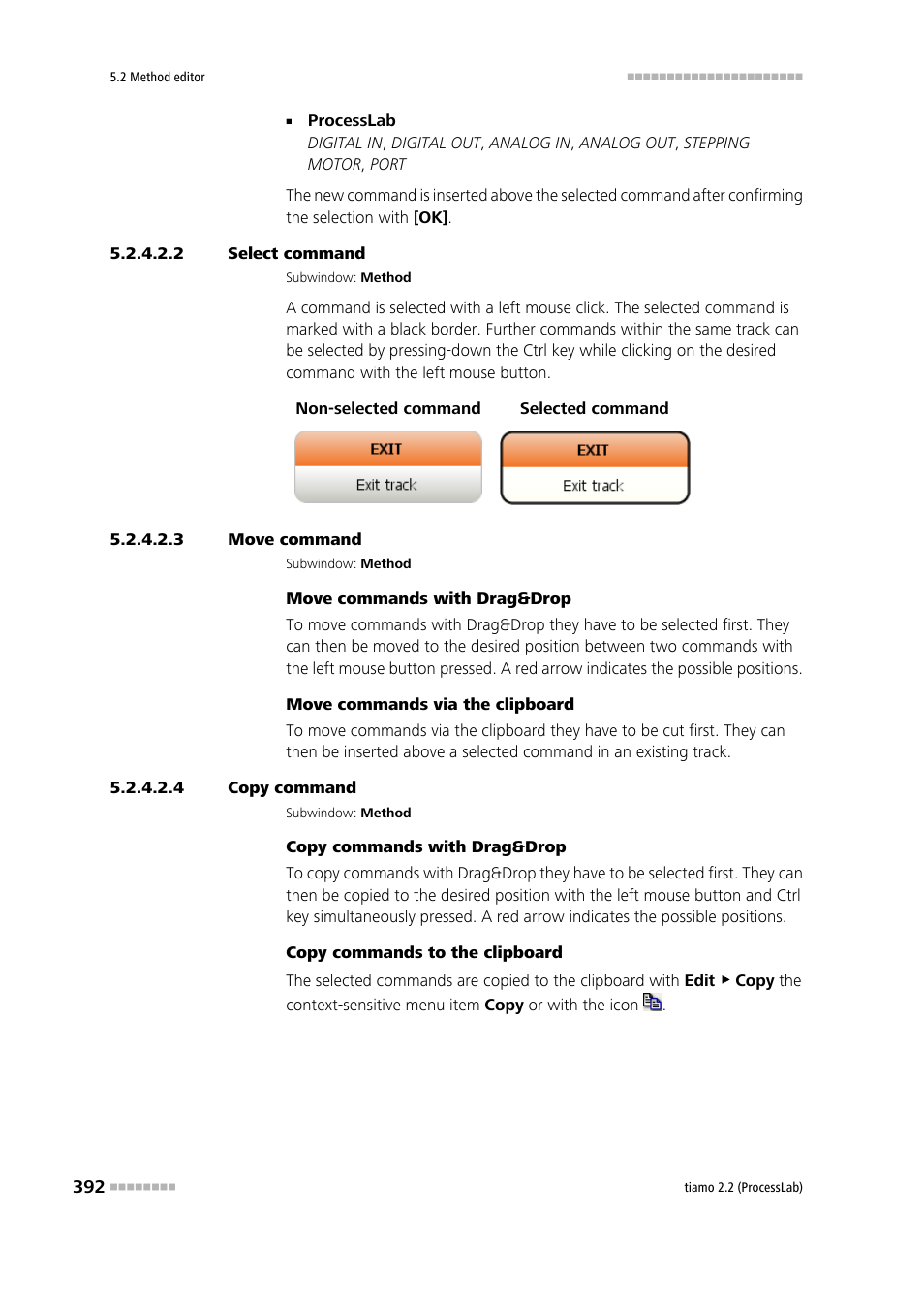 2 select command, 3 move command, 4 copy command | Metrohm tiamo 2.2 (ProcessLab) User Manual | Page 408 / 1644