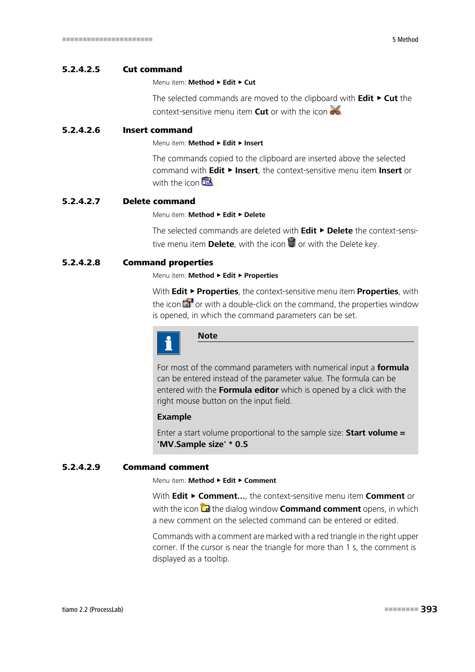 5 cut command, 6 insert command, 7 delete command | 8 command properties, 9 command comment | Metrohm tiamo 2.2 (ProcessLab) User Manual | Page 409 / 1644