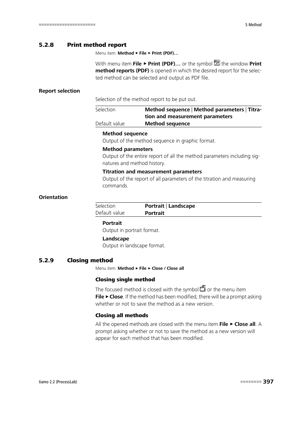 8 print method report, 9 closing method, Print method report | Closing method | Metrohm tiamo 2.2 (ProcessLab) User Manual | Page 413 / 1644