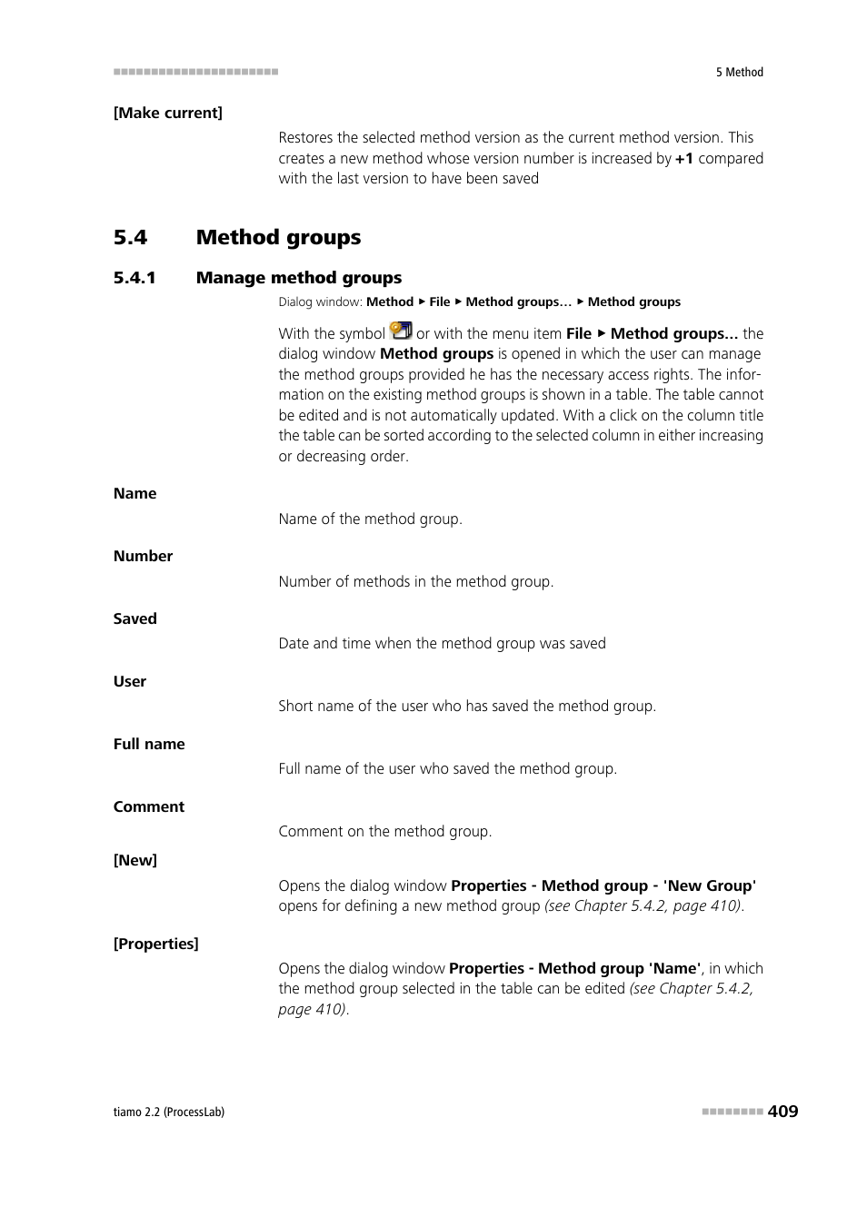 4 method groups, 1 manage method groups, Method groups | Manage method groups | Metrohm tiamo 2.2 (ProcessLab) User Manual | Page 425 / 1644