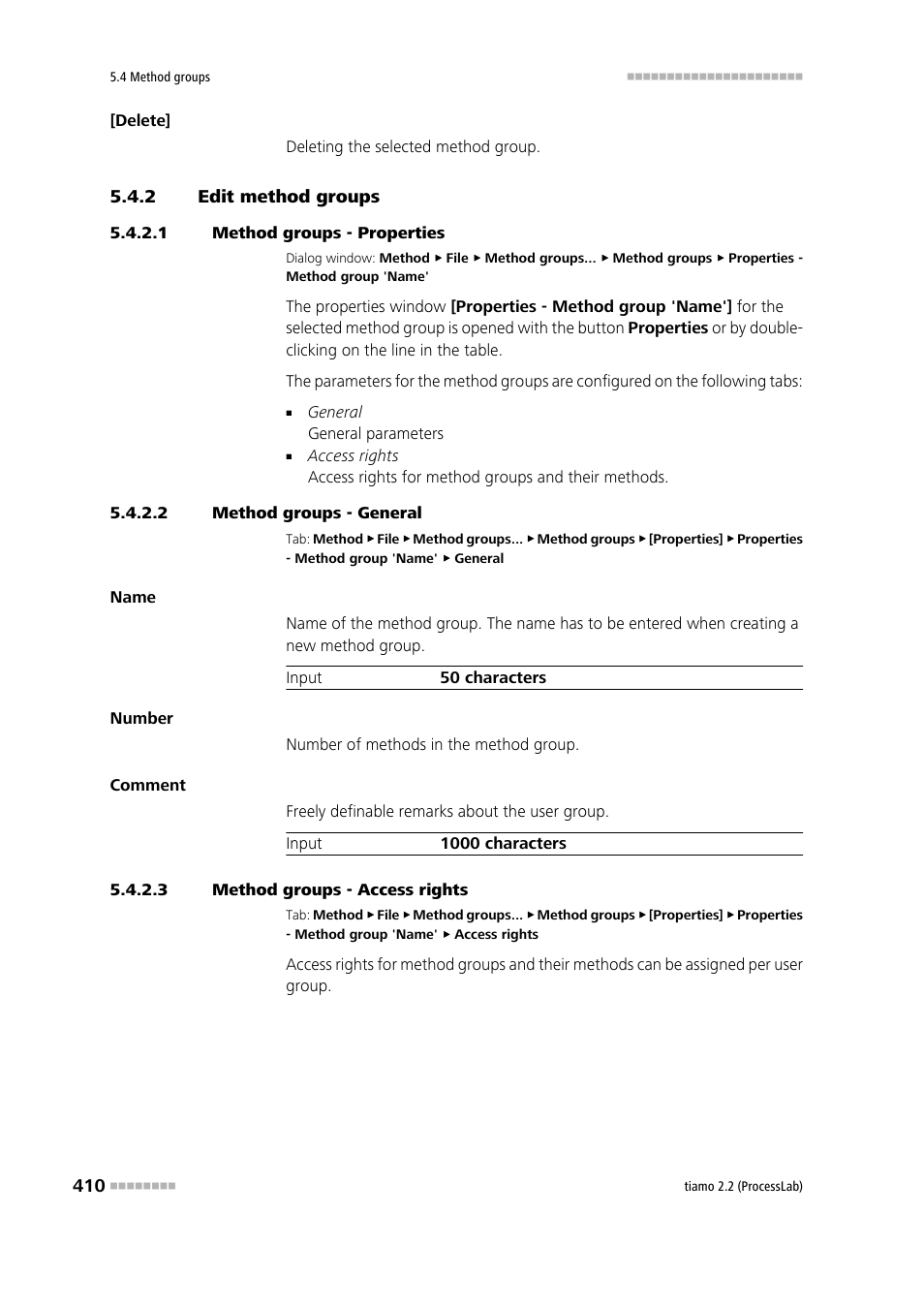 2 edit method groups, 1 method groups - properties, 2 method groups - general | 3 method groups - access rights, Edit method groups | Metrohm tiamo 2.2 (ProcessLab) User Manual | Page 426 / 1644