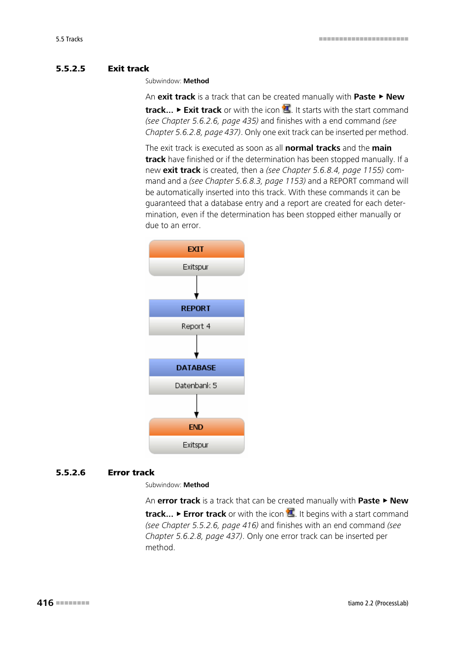 5 exit track, 6 error track, Exit track | Error track | Metrohm tiamo 2.2 (ProcessLab) User Manual | Page 432 / 1644