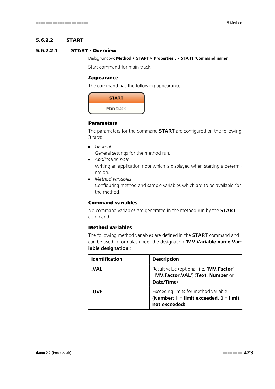 2 start, 1 start - overview, Start | Metrohm tiamo 2.2 (ProcessLab) User Manual | Page 439 / 1644