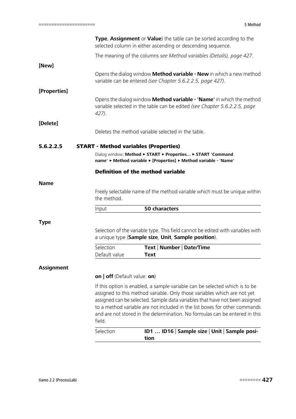 5 start - method variables (properties) | Metrohm tiamo 2.2 (ProcessLab) User Manual | Page 443 / 1644