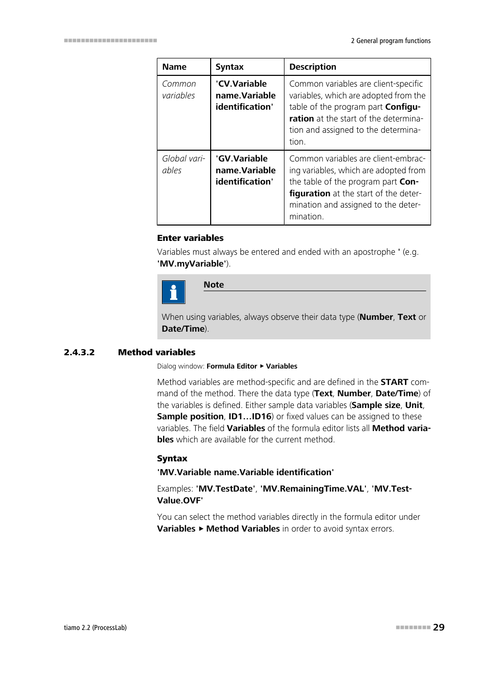 2 method variables, Method variables | Metrohm tiamo 2.2 (ProcessLab) User Manual | Page 45 / 1644