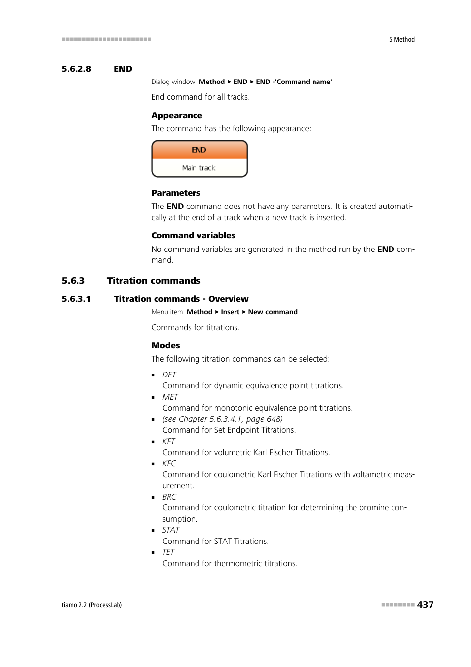 8 end, 3 titration commands, 1 titration commands - overview | Titration commands | Metrohm tiamo 2.2 (ProcessLab) User Manual | Page 453 / 1644