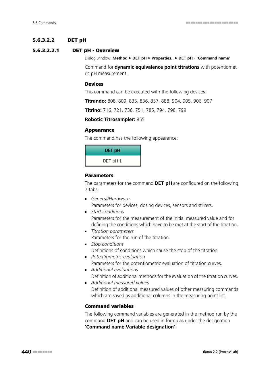 2 det ph, 1 det ph - overview, Det ph | Metrohm tiamo 2.2 (ProcessLab) User Manual | Page 456 / 1644