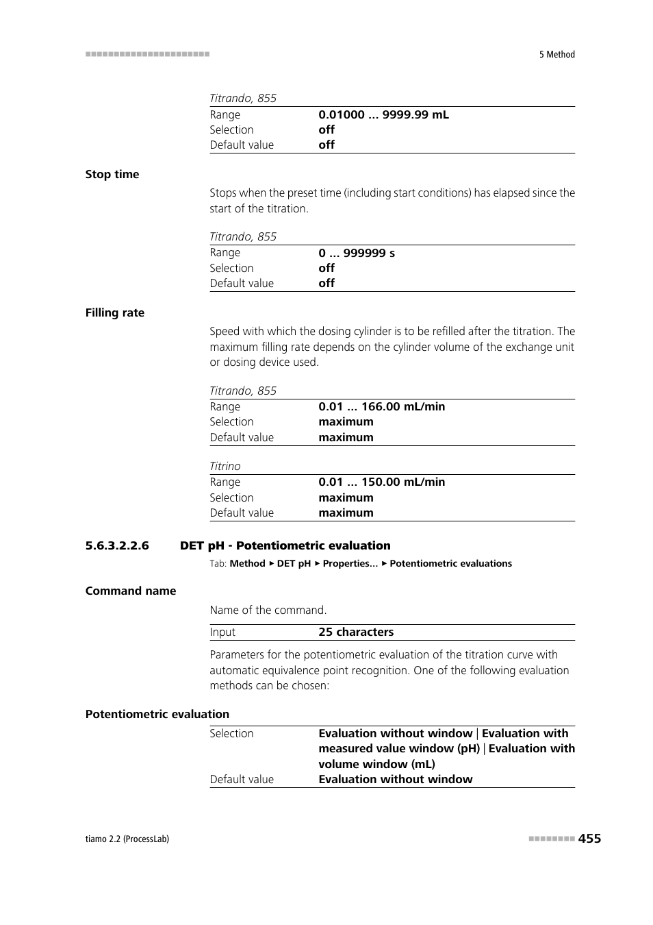 6 det ph - potentiometric evaluation, Potentiometric evaluation | Metrohm tiamo 2.2 (ProcessLab) User Manual | Page 471 / 1644