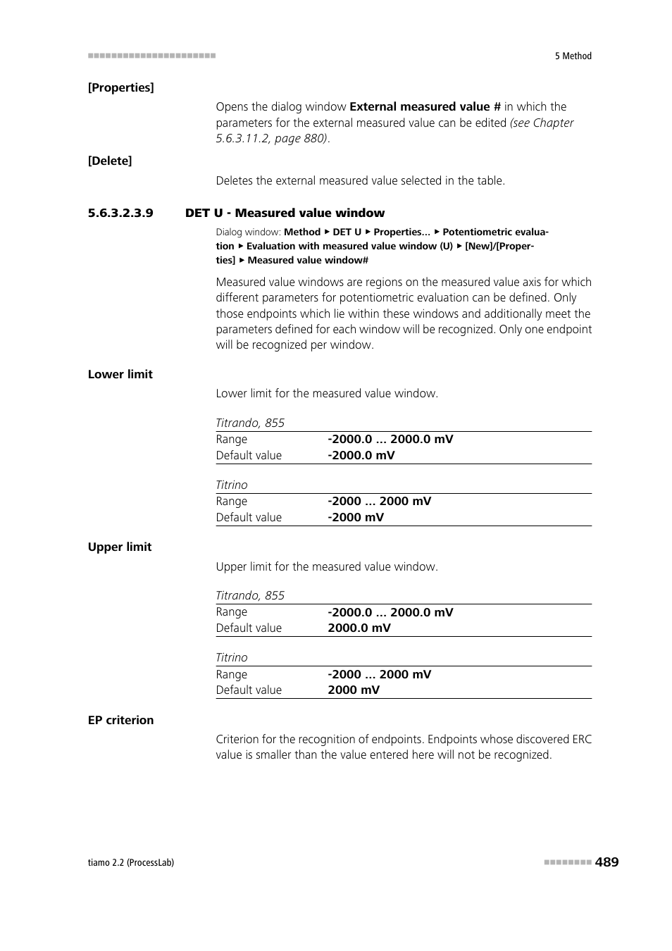 9 det u - measured value window | Metrohm tiamo 2.2 (ProcessLab) User Manual | Page 505 / 1644