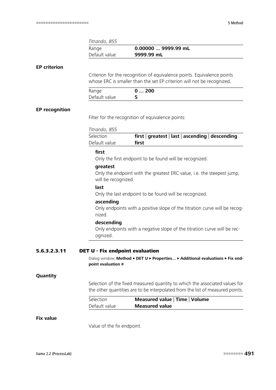 11 det u - fix endpoint evaluation | Metrohm tiamo 2.2 (ProcessLab) User Manual | Page 507 / 1644