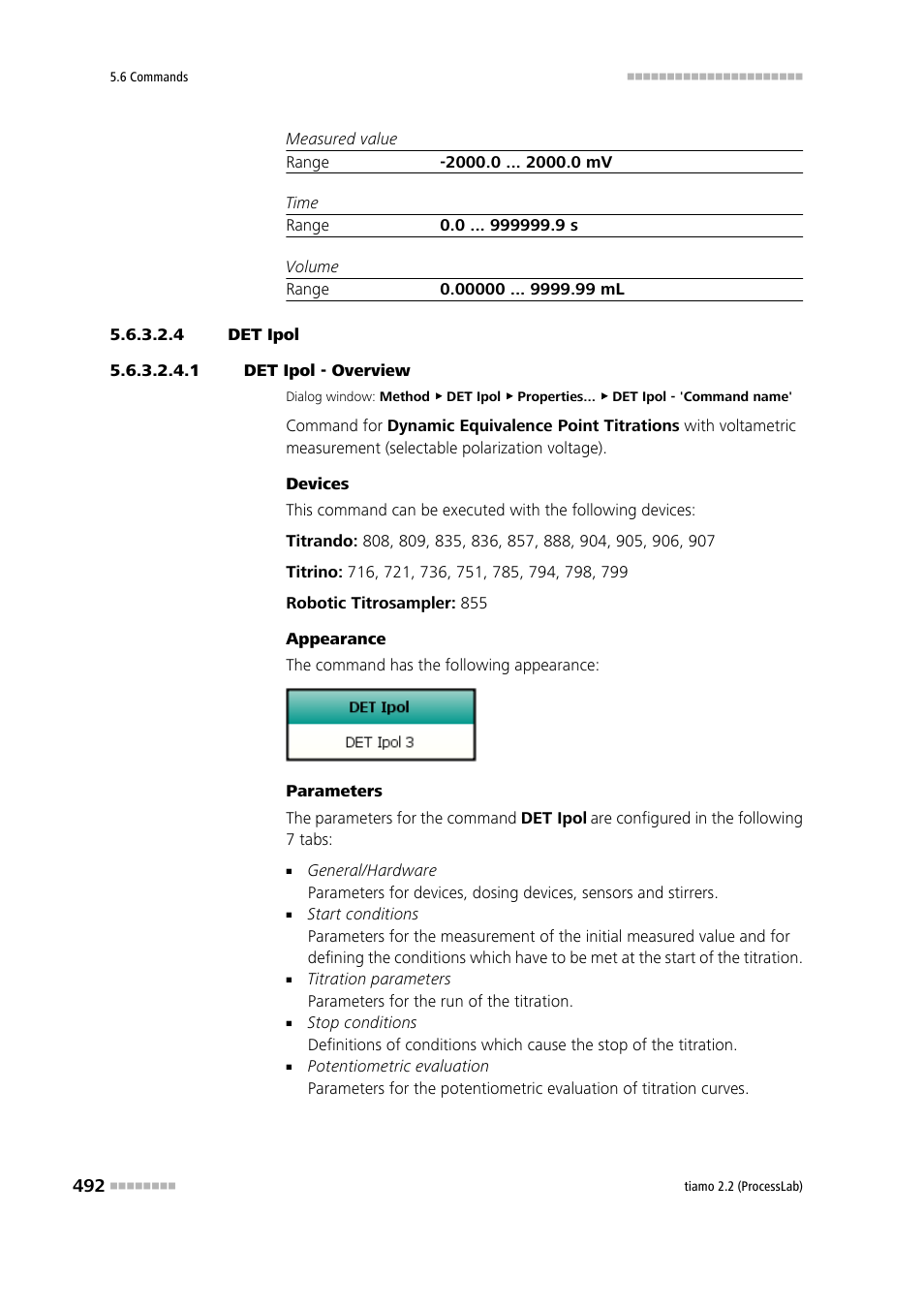 4 det ipol, 1 det ipol - overview, Det u | Metrohm tiamo 2.2 (ProcessLab) User Manual | Page 508 / 1644