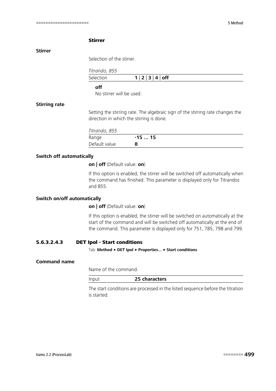 3 det ipol - start conditions, Start conditions | Metrohm tiamo 2.2 (ProcessLab) User Manual | Page 515 / 1644