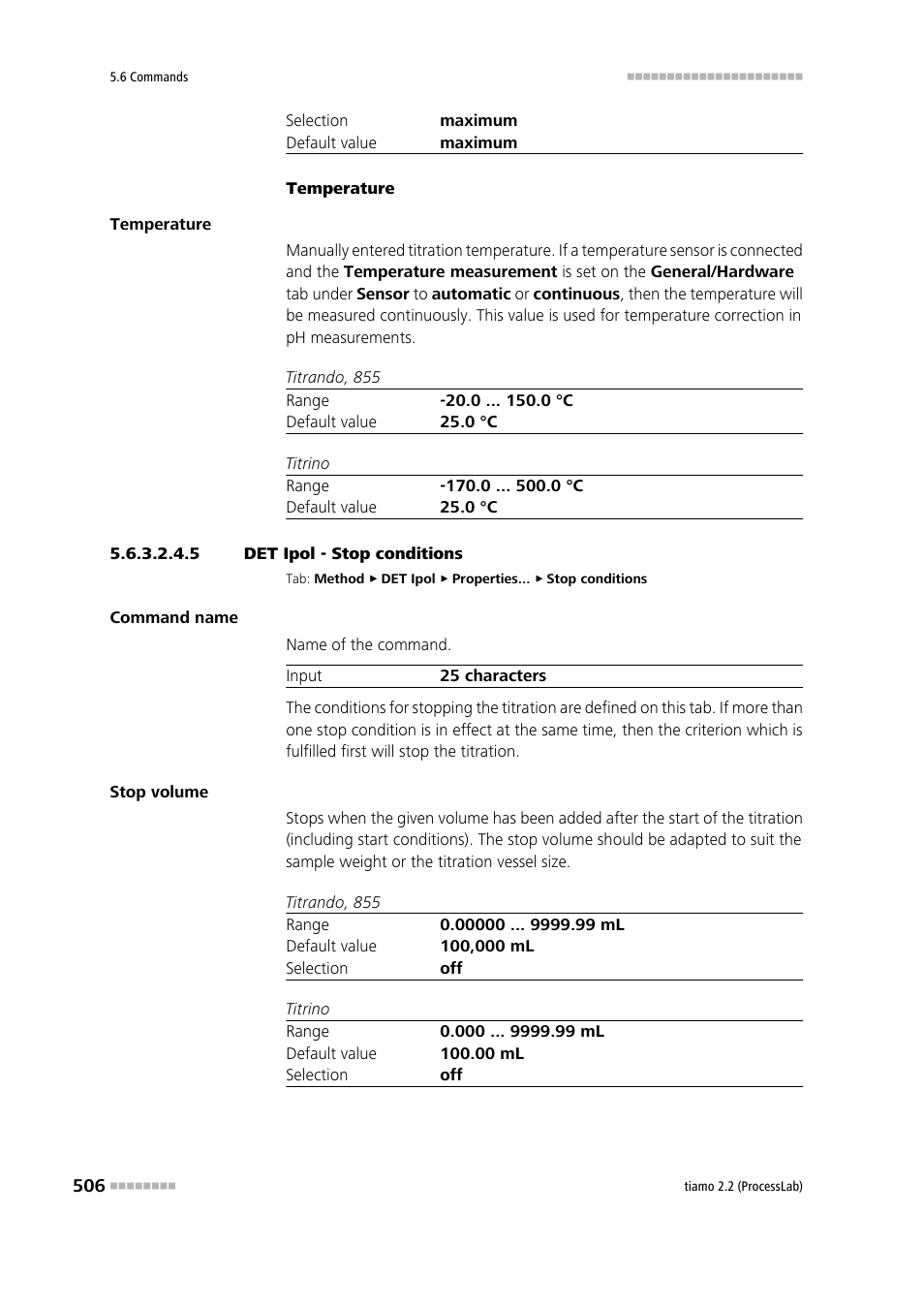 5 det ipol - stop conditions, Stop conditions | Metrohm tiamo 2.2 (ProcessLab) User Manual | Page 522 / 1644