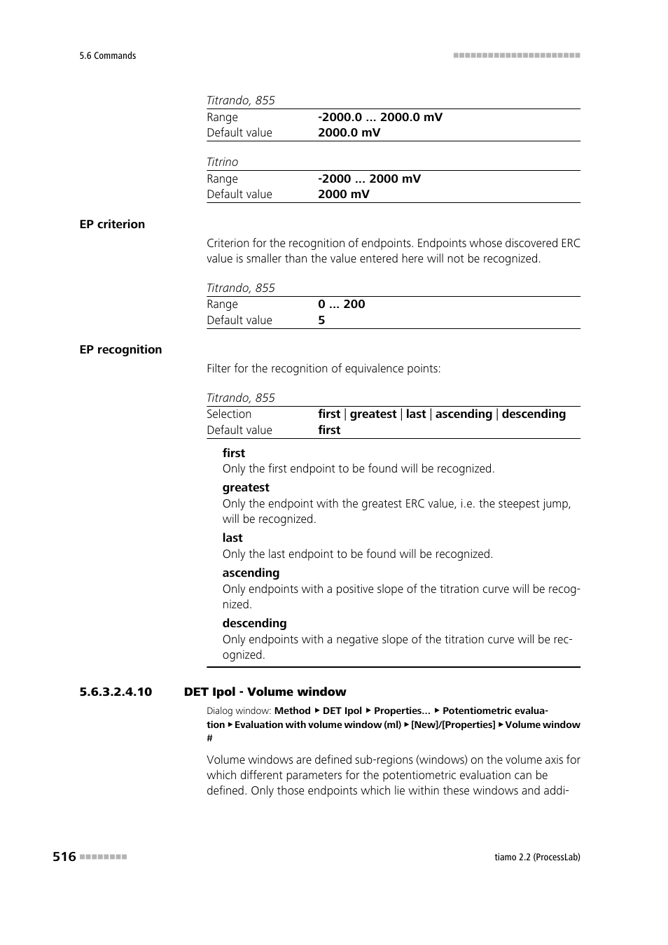 10 det ipol - volume window | Metrohm tiamo 2.2 (ProcessLab) User Manual | Page 532 / 1644