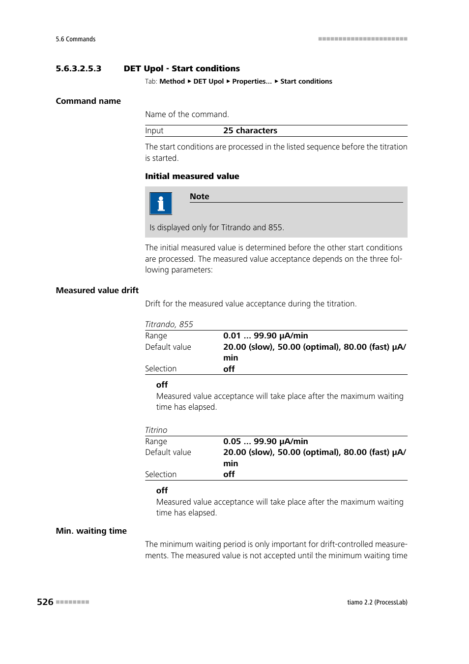 3 det upol - start conditions, Start conditions | Metrohm tiamo 2.2 (ProcessLab) User Manual | Page 542 / 1644