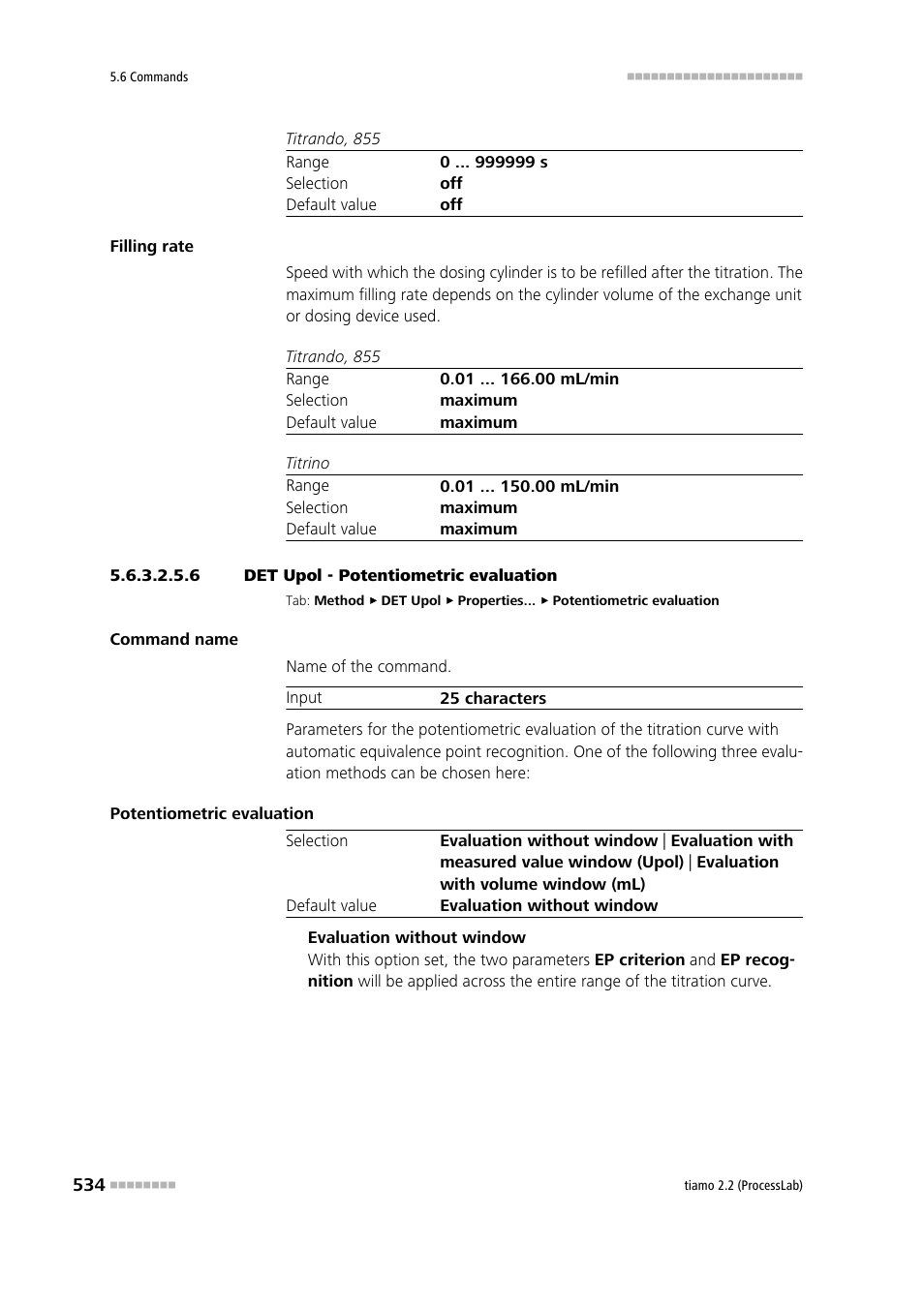 6 det upol - potentiometric evaluation, Potentiometric evaluation | Metrohm tiamo 2.2 (ProcessLab) User Manual | Page 550 / 1644