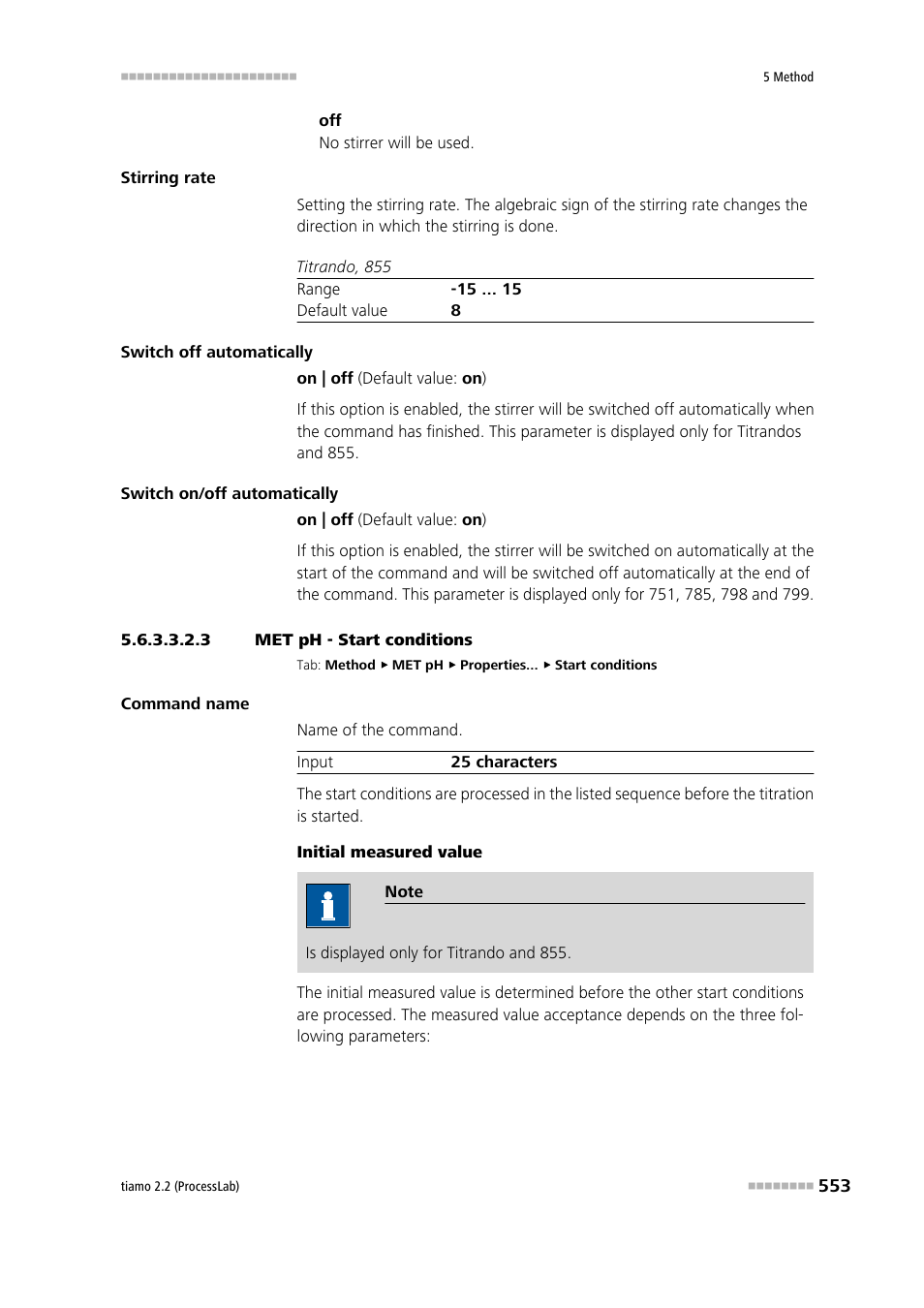 3 met ph - start conditions, Start conditions | Metrohm tiamo 2.2 (ProcessLab) User Manual | Page 569 / 1644