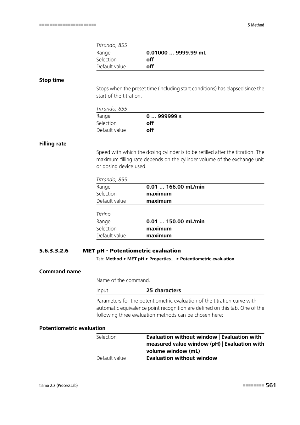 6 met ph - potentiometric evaluation, Potentiometric evaluation | Metrohm tiamo 2.2 (ProcessLab) User Manual | Page 577 / 1644