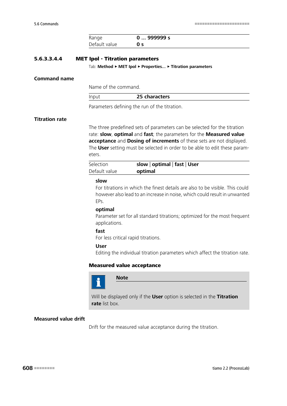 4 met ipol - titration parameters, Titration parameters | Metrohm tiamo 2.2 (ProcessLab) User Manual | Page 624 / 1644